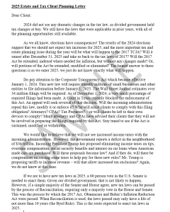 2025 Estate and Tax Client Planning Letter (5 Pages)