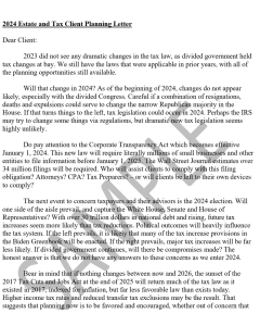 2024 Estate and Tax Client Planning Letter (5 Pages)