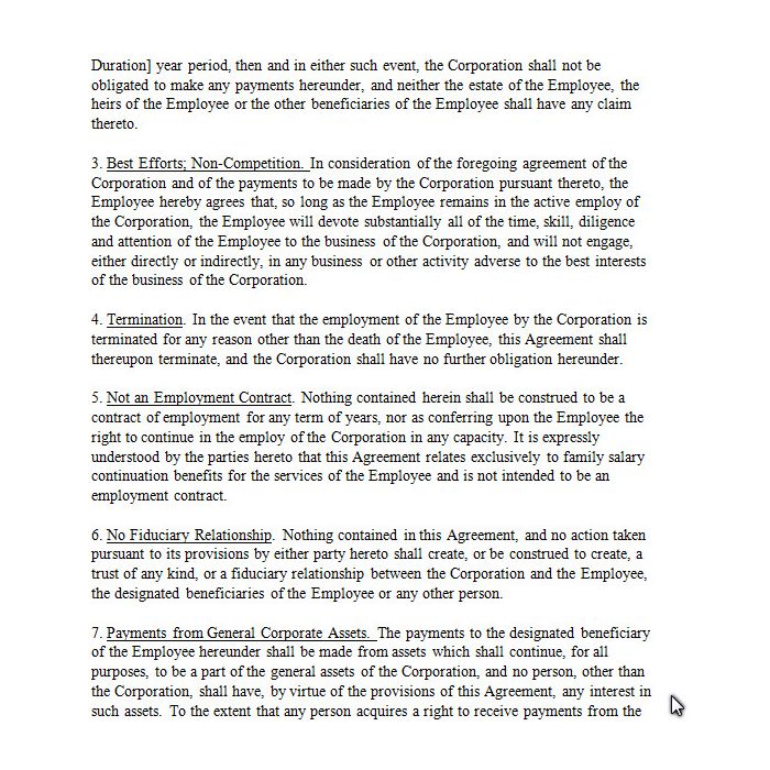 Salary Continuation Plan Agreement